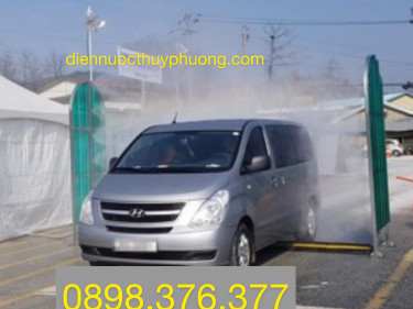 Bộ phun sương tự động dùng khử trùng trang trại heo, lợn - Có gắn cảm biến người và xe qua lại