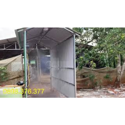 Bộ phun sương tự động dùng khử trùng trang trại heo, lợn - Có gắn cảm biến người và xe qua lại