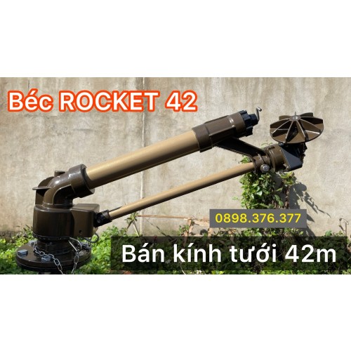 Béc ROCKET 42 - béc tưới bánh răng có bán kính phun 42 mét chuyên tưới cà phê, hồ tiêu, dâu, chè